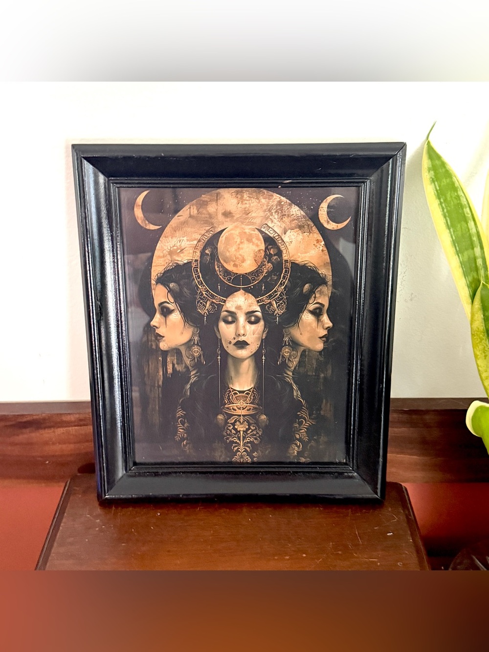 Pagan Goddess Hecate Triple Moon Witch Canvas Art Print Black Framed Wall Art - Picture 2 of 9